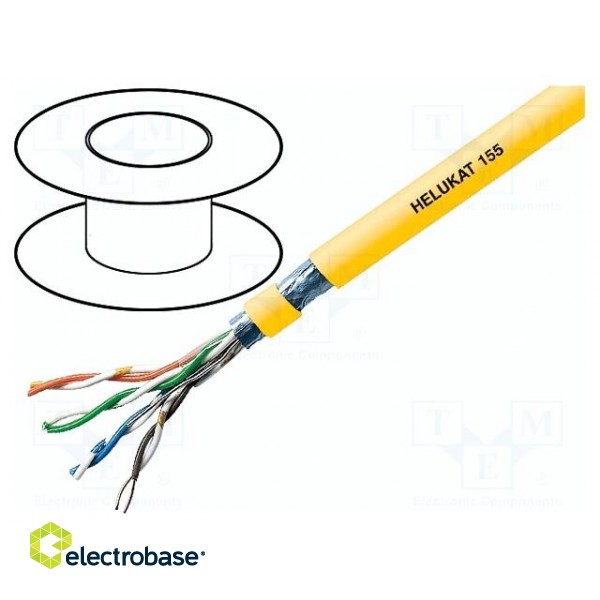 Wire | HELUKAT® 155,F/UTP | 5e | solid | Cu | 4x2x24AWG | PVC | yellow