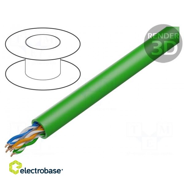 Wire | HELUKAT® 300,U/UTP | 4x2x24AWG | 6 | solid | Cu | PE | green | 6.8mm