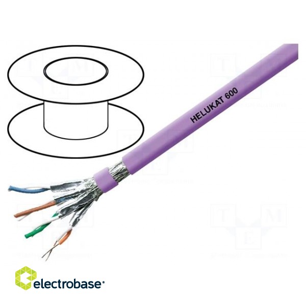 Wire | HELUKAT® 600,S/FTP | 7e | solid | Cu | 4x2x23AWG | FRNC | violet