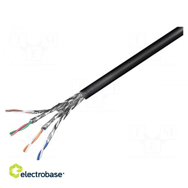 Wire | S/FTP | 4x2x27AWG | 6 | outdoor | stranded | CCA | PE | black | 100m