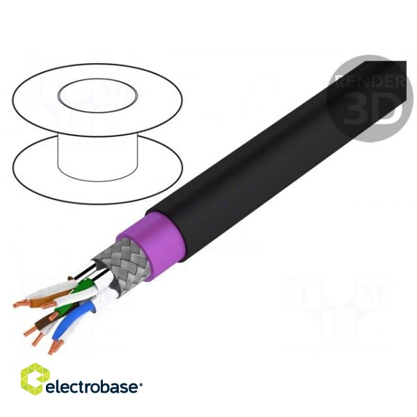 Wire | S/FTP | 4x2x23AWG | 7 | industrial Ethernet | solid | Cu | PE | black
