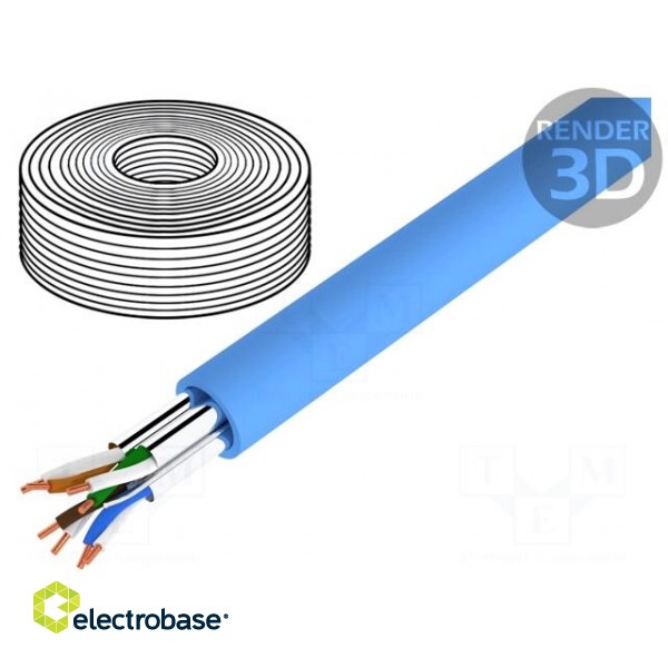 Wire | U/FTP | 4x2x23AWG | 6a | solid | Cu | LSZH | blue | 7.2mm | CPR: Dca