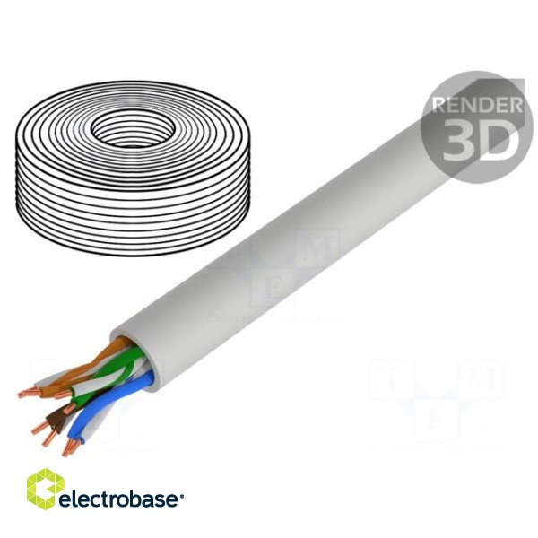 Wire | U/UTP | 4x2x24AWG | 5e | solid | Cu | PVC | grey | 50m | Øcable: 4.7mm