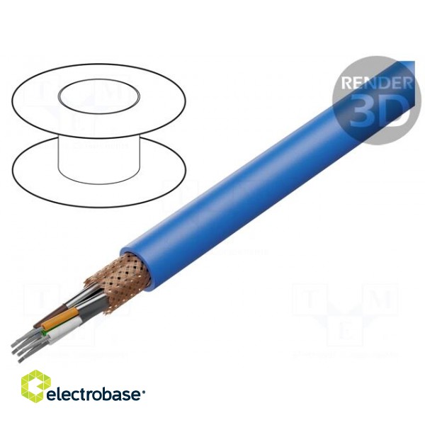 Wire | ETHERLINE® HEAT,S/FTP | 4x2x24AWG | 7 | stranded | Cu | PUR | blue
