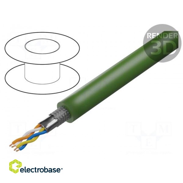 Wire | ETHERLINE® TORSION | 2x2x22AWG | 5 | stranded | Cu | PUR | green