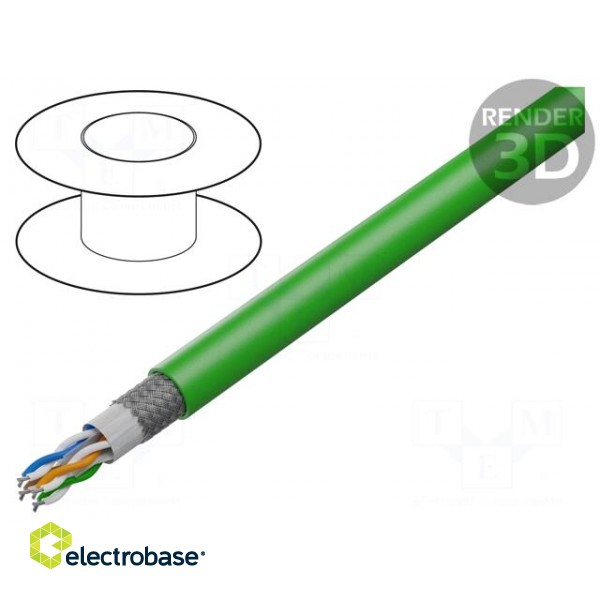 Wire: data transmission | HELUKAT® 250S,SF/UTP | 4x2x26AWG | green