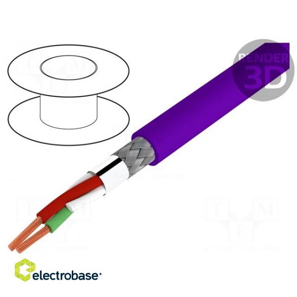 Wire | RS422,RS485,automatics | 1x2x0,64mm2 | solid | Cu | PVC | violet