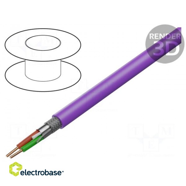 Wire | 1x2x22AWG | PROFIBUS,outdoor | solid | Cu | PVC | violet | 305m