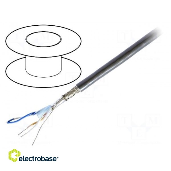 Wire | RS232,RS422 | 2x2x24AWG | stranded | Cu | PVC | grey | 305m | CPR: Eca