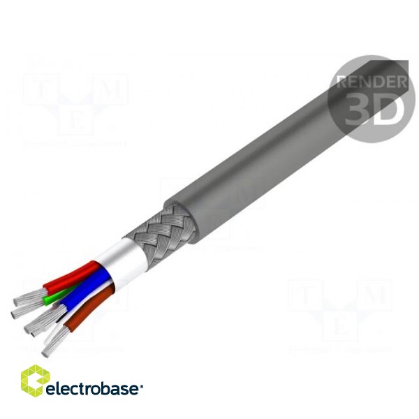Wire | RS232,RS422 | 6x22AWG | stranded | Cu | PVC | grey | 30,5m | CPR: Eca