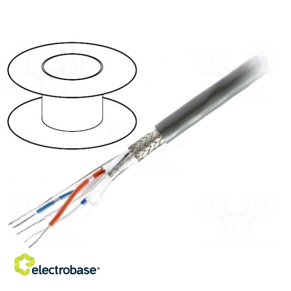 Wire | 2x2x24AWG | RS485 | stranded | Cu | LSZH | chrome | 305m | CPR: Dca