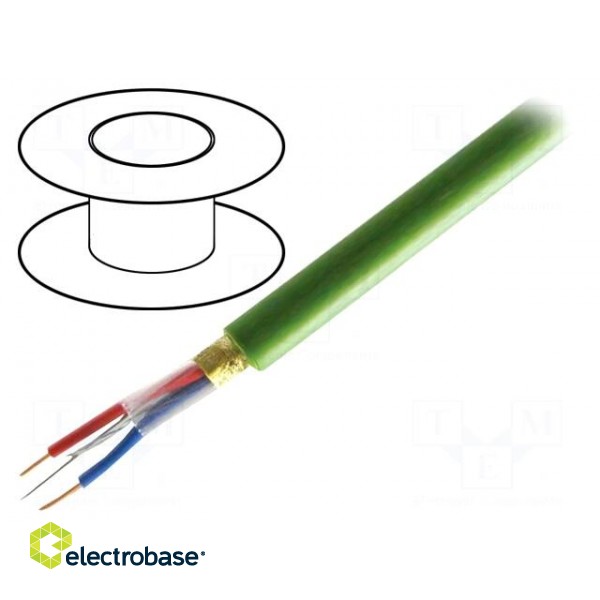 Wire | 2x2x0.8mm2 | EiB/KNX | solid | Cu | LSZH | green | 100m | CPR: Eca