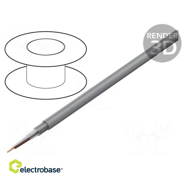 Wire | ELITRONIC® LIYCY | 2x0.75mm2 | tinned copper braid | PVC | grey