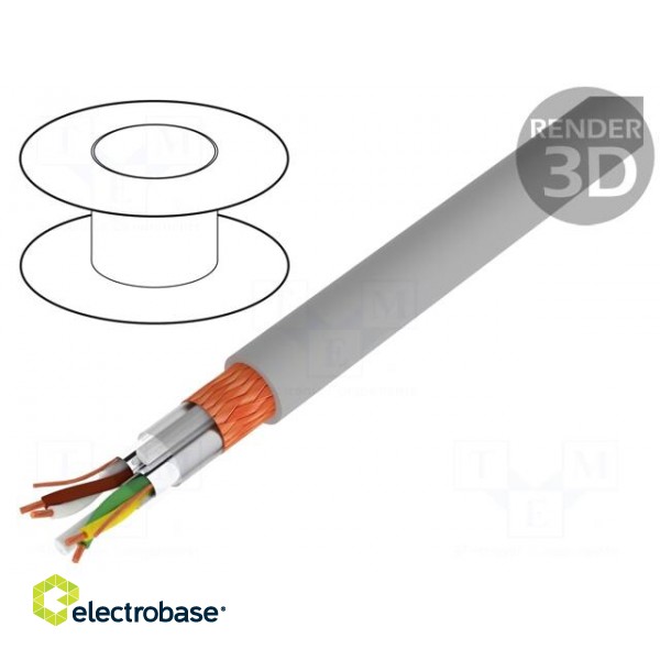 Wire | Li-2Y-CY-PIMF | 2x2x0.34mm2 | PVC | grey | 250V | flame retardant