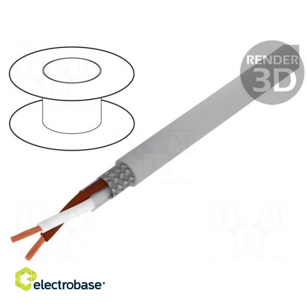 Wire | Li2YCY-TP | 1x2x0,34mm2 | tinned copper braid | PVC | grey | 50V