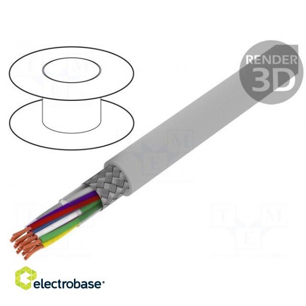 Wire | Li2YCY-TP | 8x2x0,34mm2 | tinned copper braid | PVC | grey | 50V