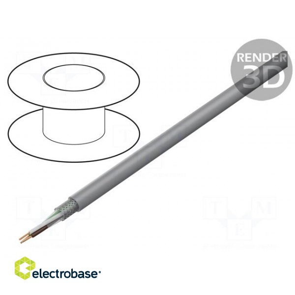 Wire | ELITRONIC® LIYCY | 3x1mm2 | tinned copper braid | PVC | grey