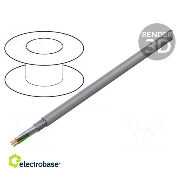 Wire | ELITRONIC® LIYCY | 8x0.5mm2 | tinned copper braid | PVC | grey
