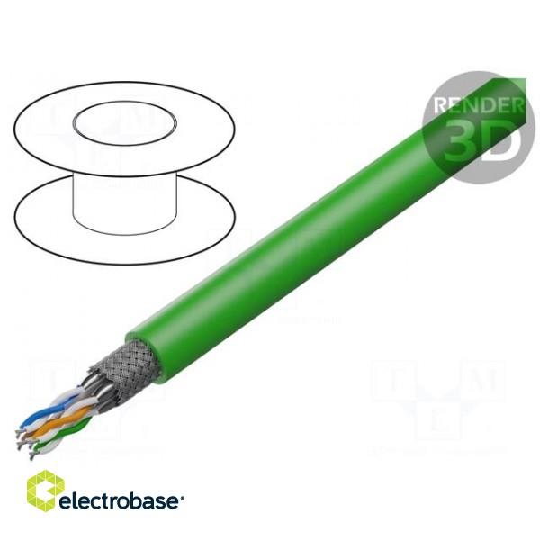 Wire: data transmission | HELUKAT® 500S,SF/FTP | 4x2x24AWG | green