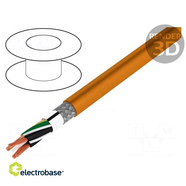Wire: motor | chainflex® CF886 | 4G2,5mm2 | PVC | orange | stranded | Cu
