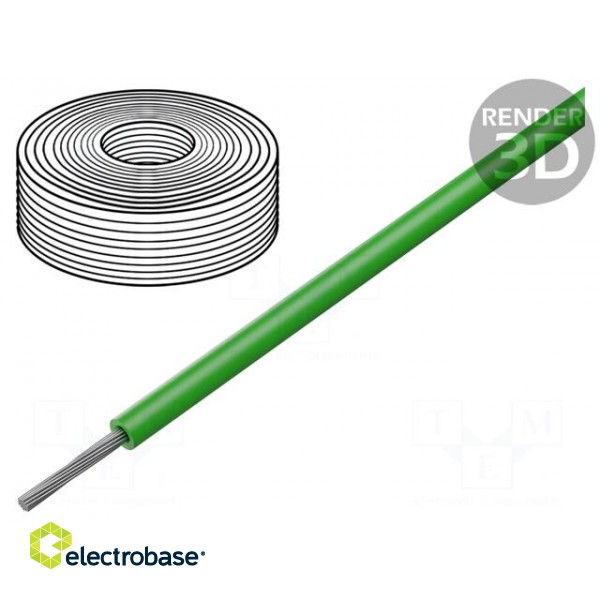 Wire | SiF | 1x1mm2 | stranded | Cu | silicone | green | -60÷180°C | 100m