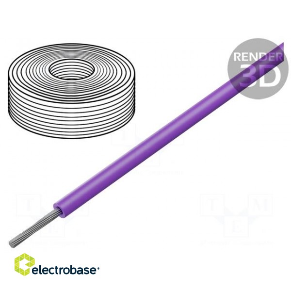 Wire | SiF | 1x2.5mm2 | stranded | Cu | silicone | violet | -60÷180°C | 100m