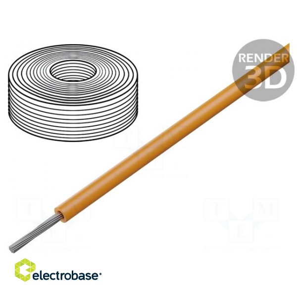 Wire | SiF | 1x0.5mm2 | stranded | Cu | silicone | orange | -60÷180°C | 100m