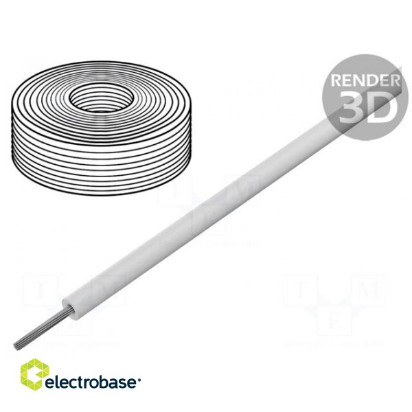 Wire | stranded | Cu | silicone | white | 150°C | 600V | 7.5m | 10AWG | 25ft