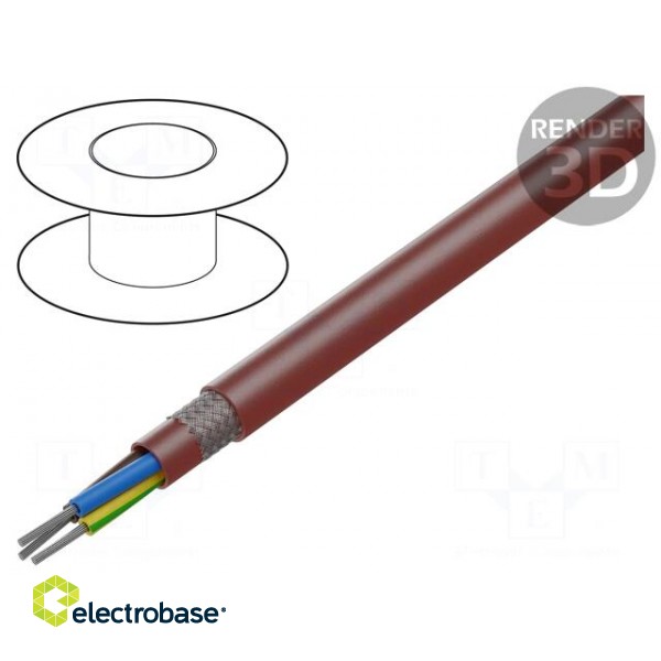 Wire | SiHF-C-Si | 3G2.5mm2 | Cu | stranded | silicone | brown-red