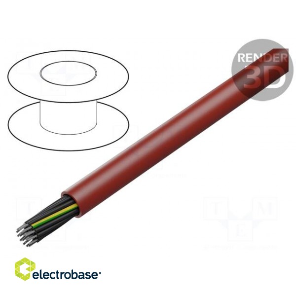 Wire | SiHF | 25G1mm2 | Cu | stranded | silicone caoutchouc | brown-red