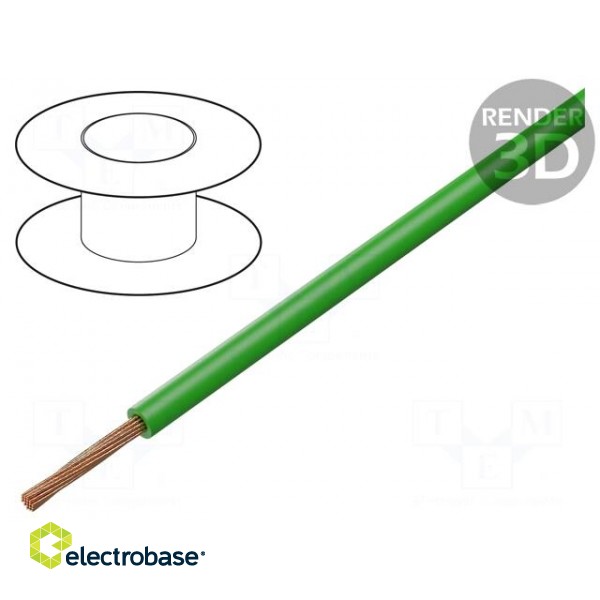 Wire | FLRY-B | 1x0.5mm2 | stranded | Cu | PVC | green | 60V | 500m | Class: 5
