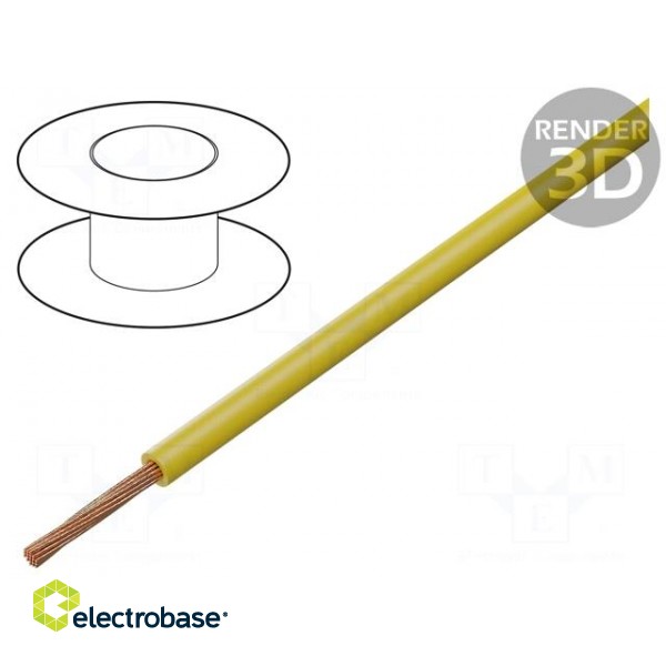 Wire | FLY | 1x0.5mm2 | stranded | Cu | PVC | yellow | 60V | 100m