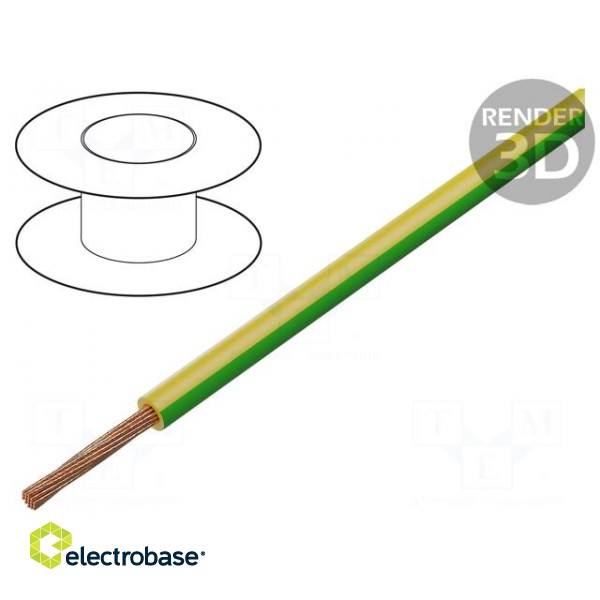 Wire | FLRY-A | 1x0.35mm2 | stranded | Cu | PVC | yellow-green | 60V | 100m