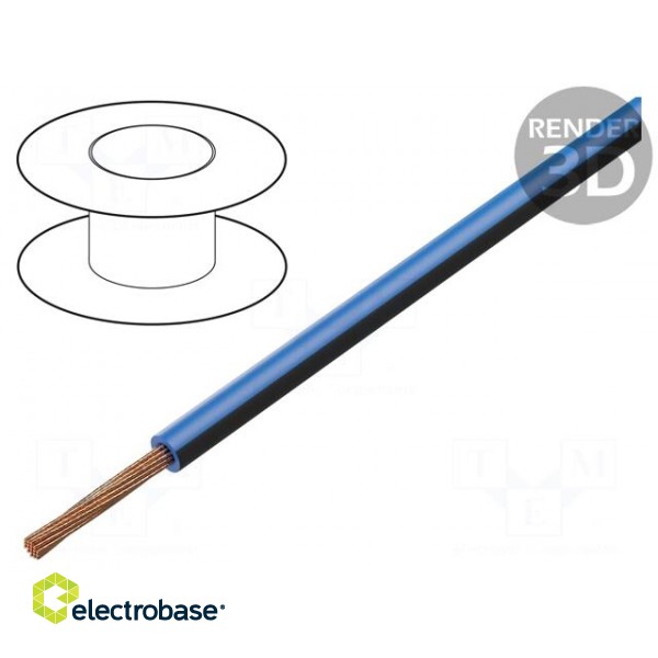 Wire | FLRY-B | stranded | Cu | 0.75mm2 | PVC | blue-black | 60V | 100m