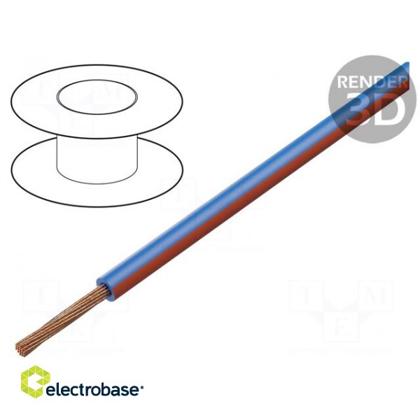 Wire | FLRY-B | 1x0.5mm2 | stranded | Cu | PVC | blue-red | 60V | Class: 5
