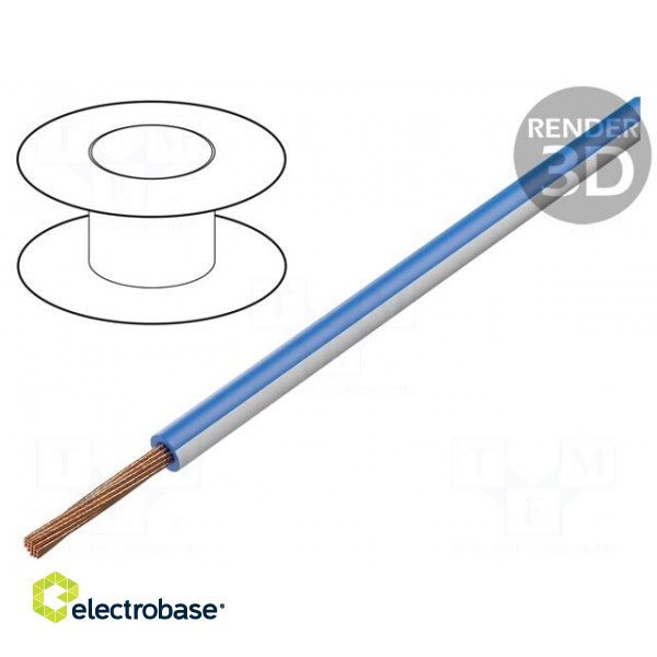 Wire | FLRY-B | stranded | Cu | 0.5mm2 | PVC | blue-white | 60V | 100m | 1.6mm