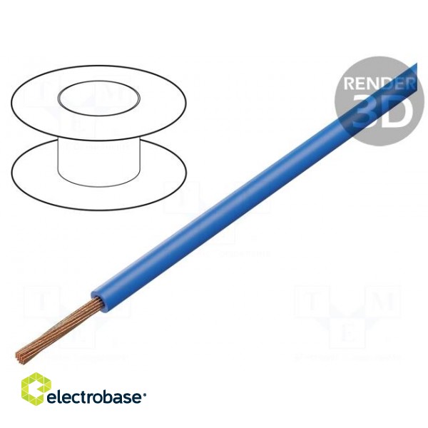 Wire | FLRY-B | stranded | Cu | 0.5mm2 | PVC | blue | 60V | 100m | Class: 5