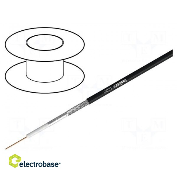 Wire: coaxial | 1x19AWG | solid | Cu | PVC | black | 5mm