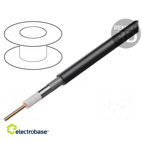 Wire: coaxial | RF240LTA | solid | Cu | PVC | black | 6.1mm | CPR: Eca