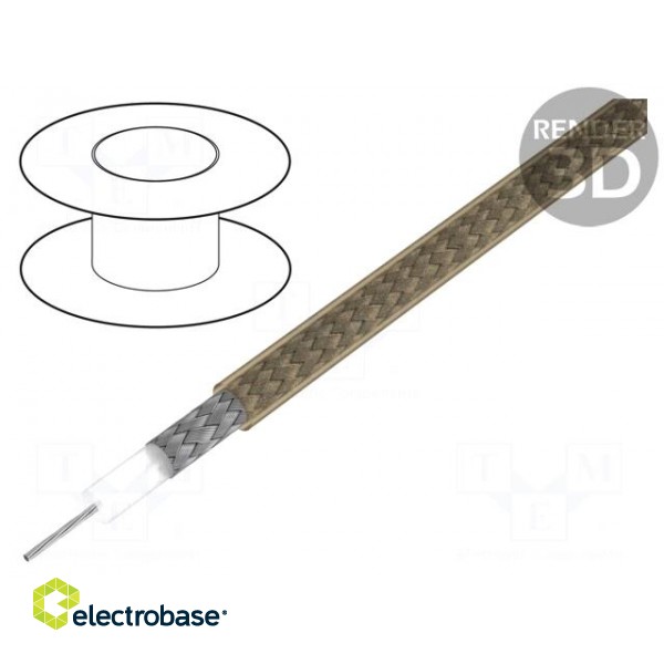 Wire: coaxial | RG180B/U | stranded | CCS | FEP | brown | 100m | 3.7mm