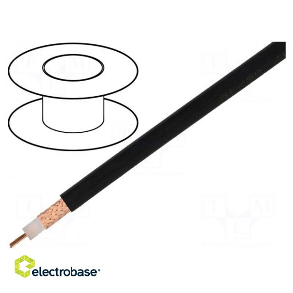 Wire: coaxial | RG213 | stranded | Cu | PVC | black | 100m | Øcable: 10.3mm