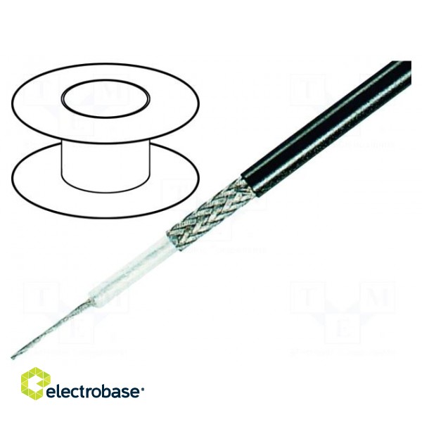 Wire: coaxial | RG58 | PVC | black | 100m | Øcable: 5mm