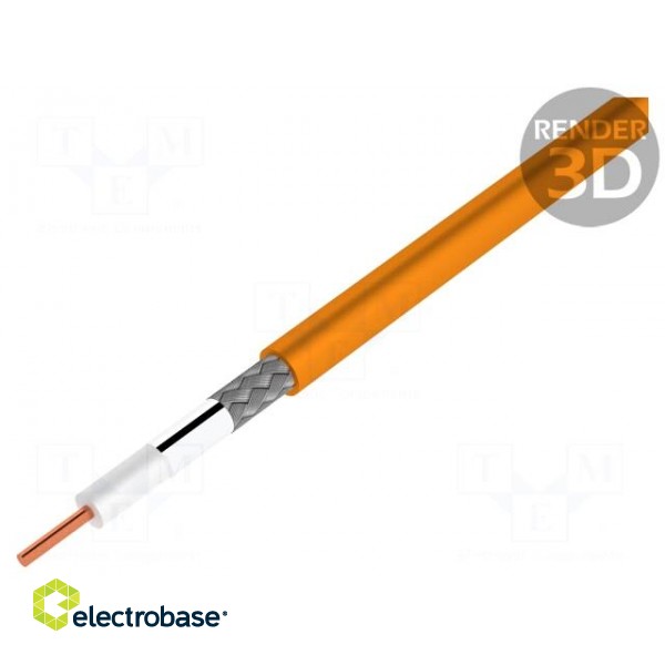 Wire: coaxial | RG59 | 1x20AWG | solid | Cu | FHDPE | orange | 500m | 5.92mm