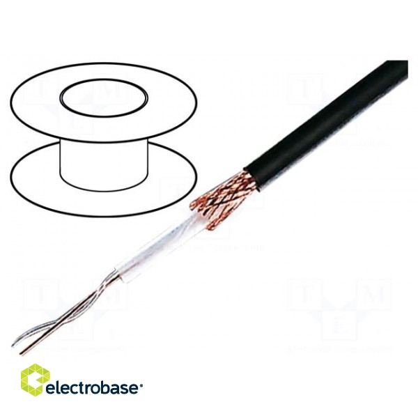 Wire: coaxial | RG62AU | solid | CCS | PVC | black | 100m | 6.2mm