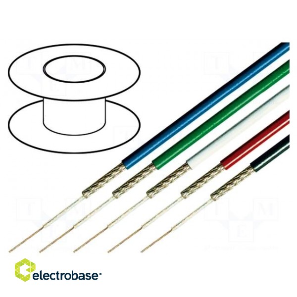 Wire: coaxial | RGB75 | 1x75Ω | stranded | OFC | PVC | white | 100m | 2.8mm