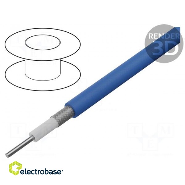 Wire: coaxial | Semi Flex 141 | solid | Cu | FEP | blue,transparent