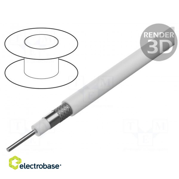 Wire: coaxial | solid | CCS | PVC | white | 25m | Øcable: 4.8mm