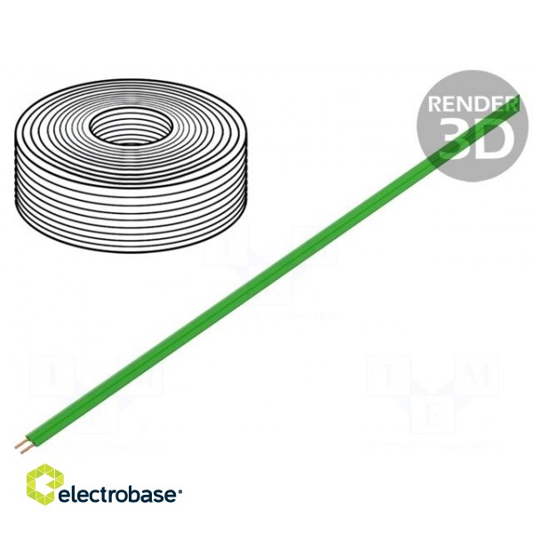 Wire | LiYz | 2x0.08mm2 | 60V | Package: 5m | Cu | stranded | green