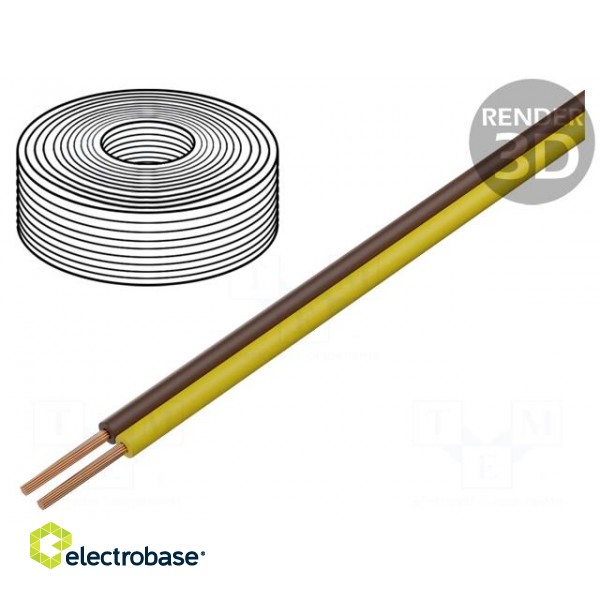 Wire | LiYz | 2x0.5mm2 | 400V | Package: 25m | Cu | stranded | brown,yellow