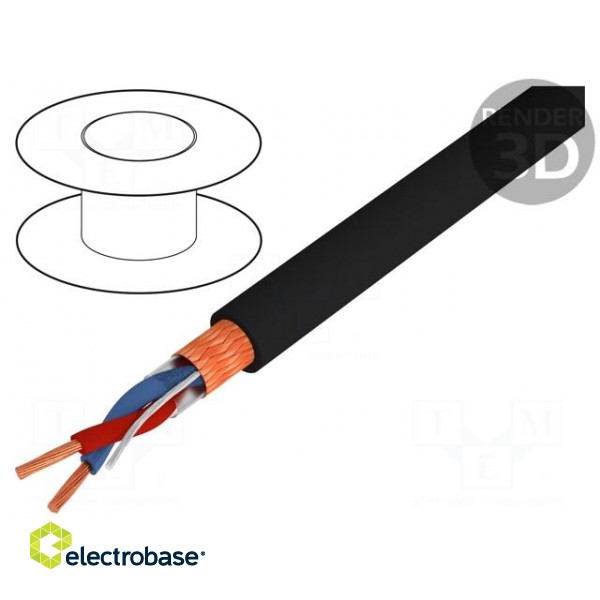 Wire: loudspeaker cable | 2x0,22mm2 | stranded | Cu | black | PE | 5mm